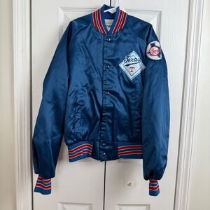 Vintage Chalk Line Texas Rangers Satin Jacket Youth 14/16 MLB Snap Bomber USA
